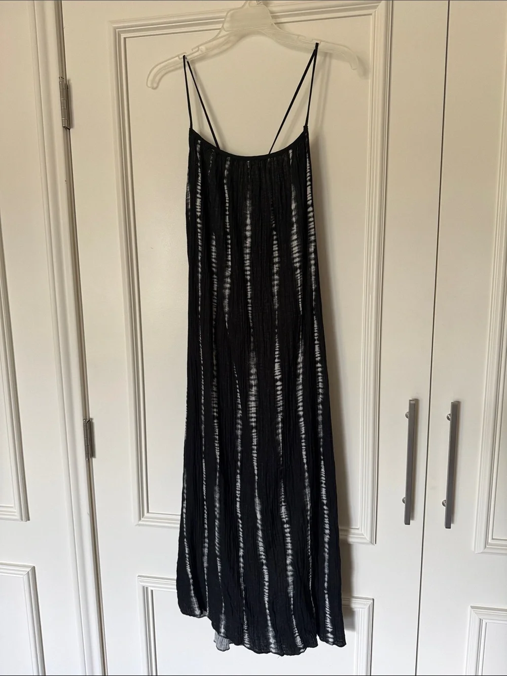 H&M Black Maxi Gauze Dress Coverup with Vertical White Stripe Detail - Picture 1 of 10